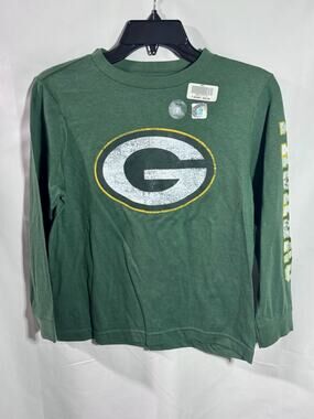 Green Bay Packers Shirt Long Sleeve Green Cotton NFL Pro Line Youth Medium
